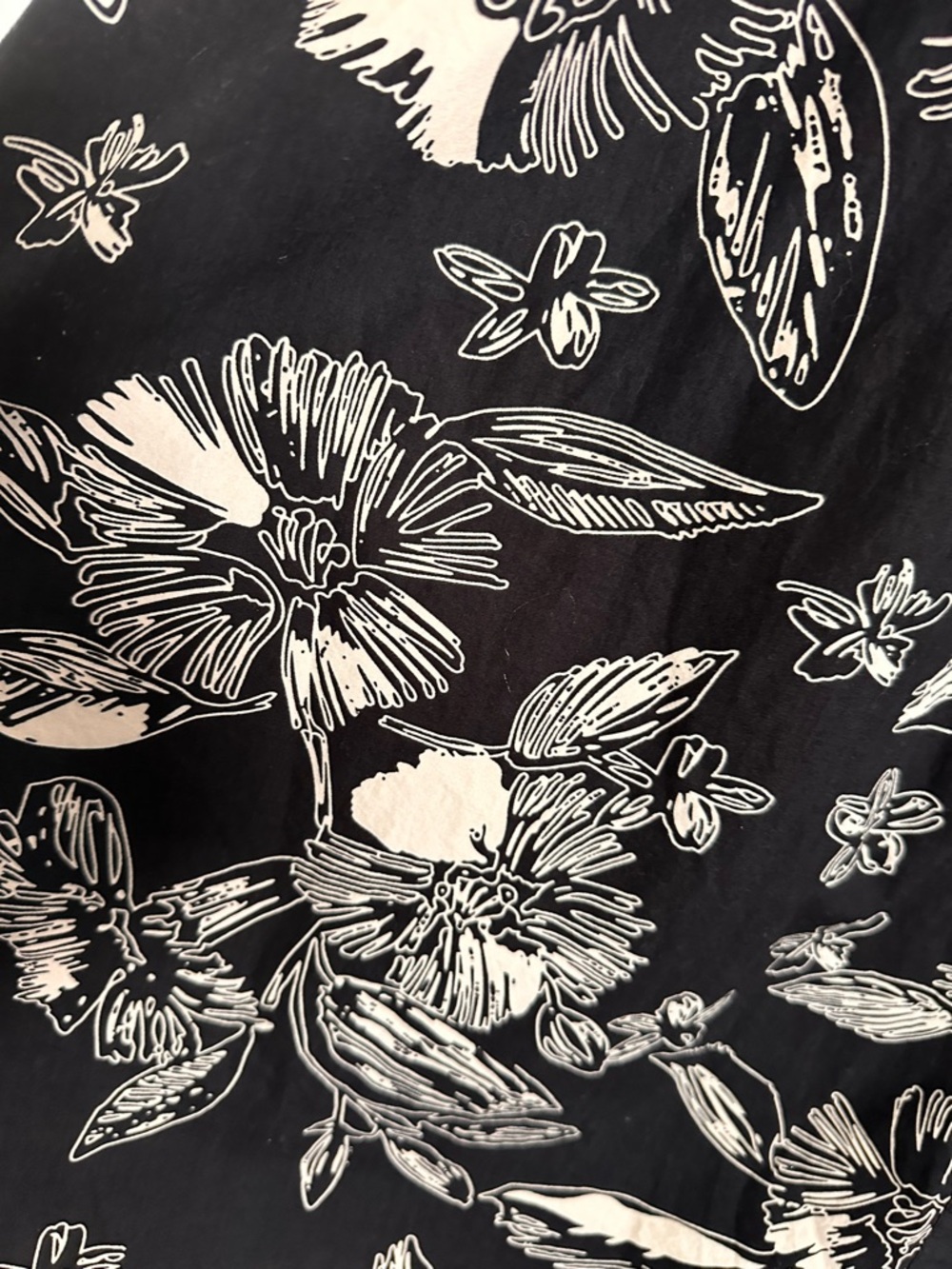Coastal European Midi Dress Black & White Floral Button Front | Vacation Cottage - Picture 7 of 9